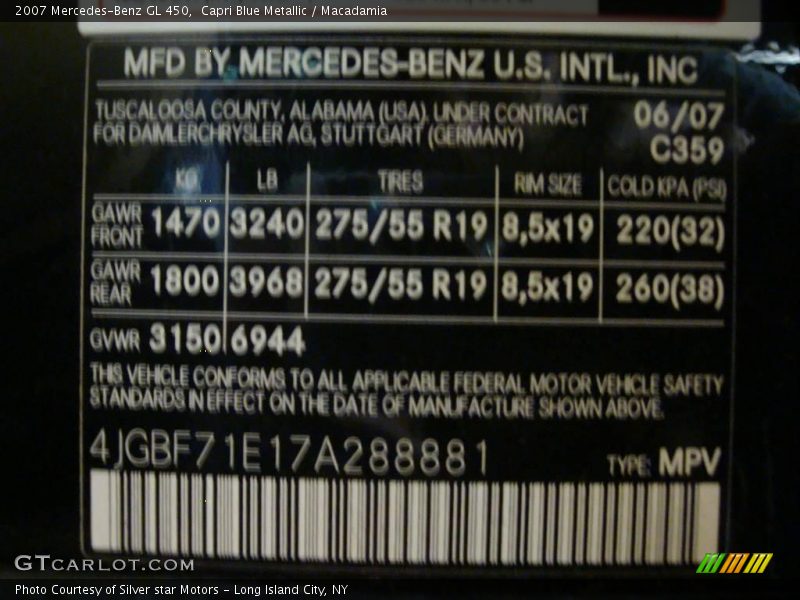 Capri Blue Metallic / Macadamia 2007 Mercedes-Benz GL 450