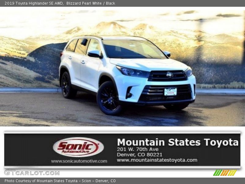 Blizzard Pearl White / Black 2019 Toyota Highlander SE AWD