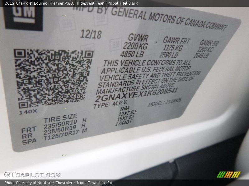 Iridescent Pearl Tricoat / Jet Black 2019 Chevrolet Equinox Premier AWD