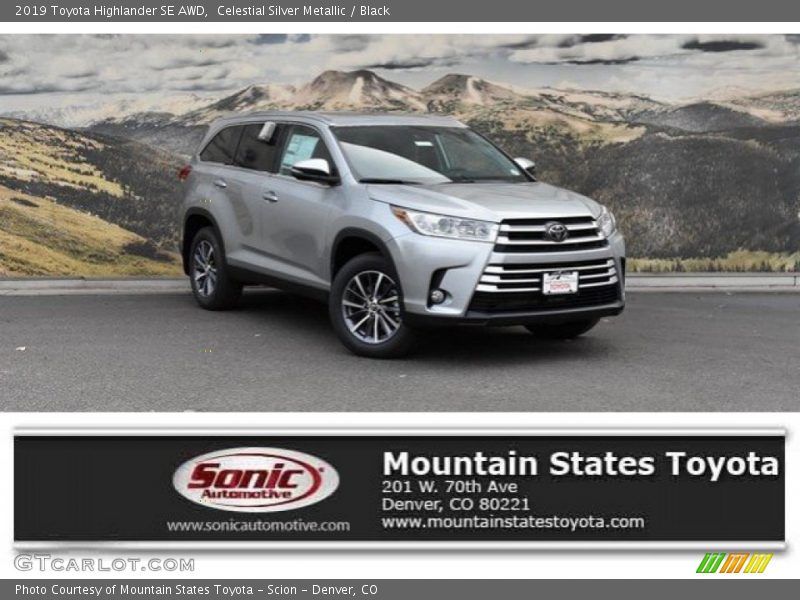 Celestial Silver Metallic / Black 2019 Toyota Highlander SE AWD