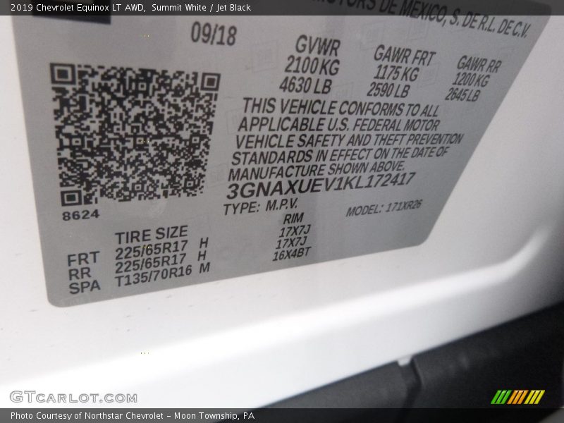 Summit White / Jet Black 2019 Chevrolet Equinox LT AWD