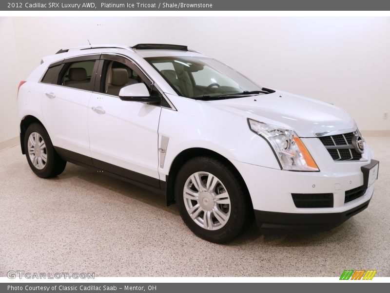 Platinum Ice Tricoat / Shale/Brownstone 2012 Cadillac SRX Luxury AWD