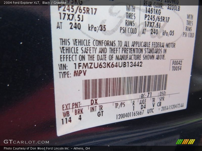 Black / Graphite 2004 Ford Explorer XLT