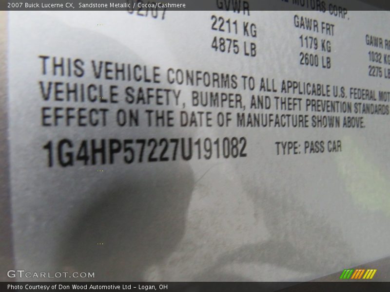 Sandstone Metallic / Cocoa/Cashmere 2007 Buick Lucerne CX