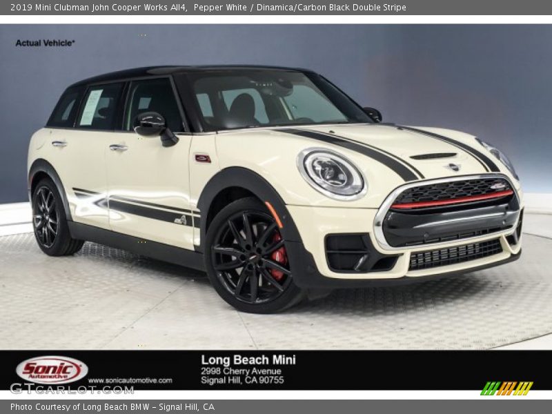 Pepper White / Dinamica/Carbon Black Double Stripe 2019 Mini Clubman John Cooper Works All4
