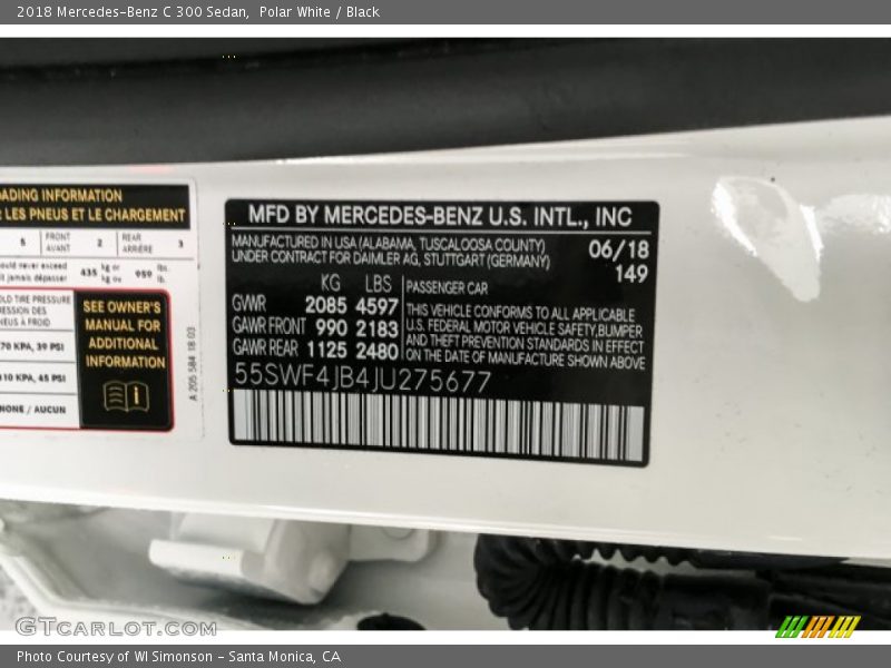 Polar White / Black 2018 Mercedes-Benz C 300 Sedan