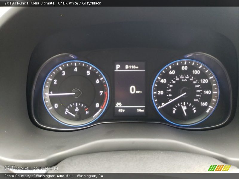 Chalk White / Gray/Black 2019 Hyundai Kona Ultimate
