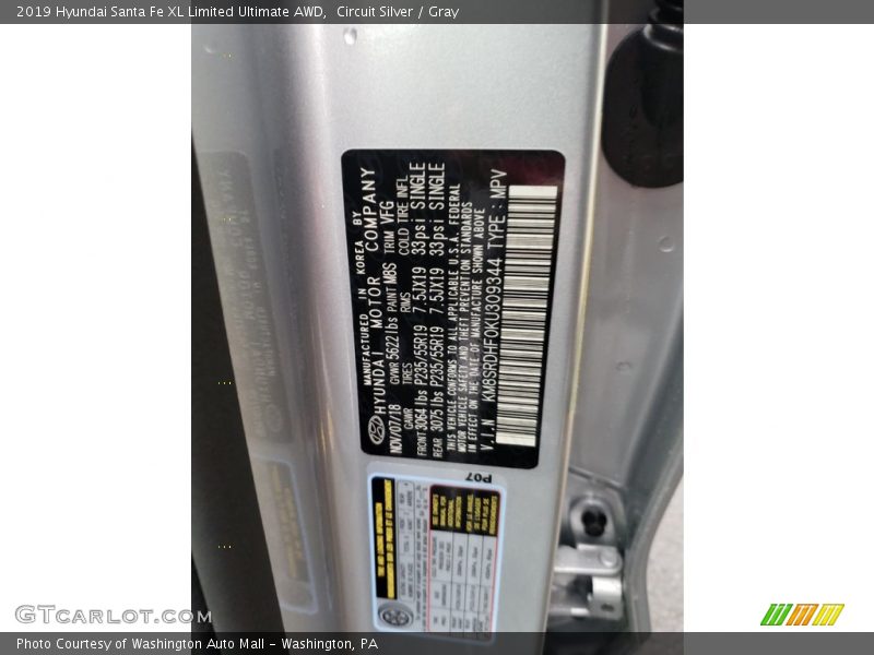 Circuit Silver / Gray 2019 Hyundai Santa Fe XL Limited Ultimate AWD