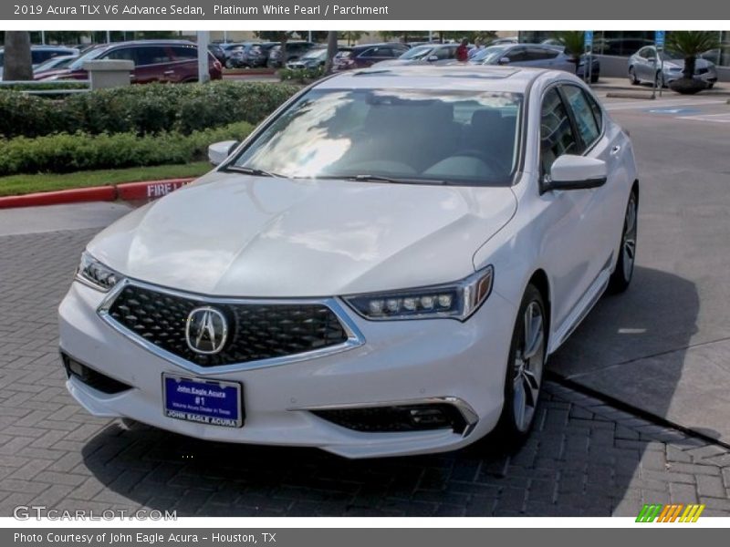 Platinum White Pearl / Parchment 2019 Acura TLX V6 Advance Sedan