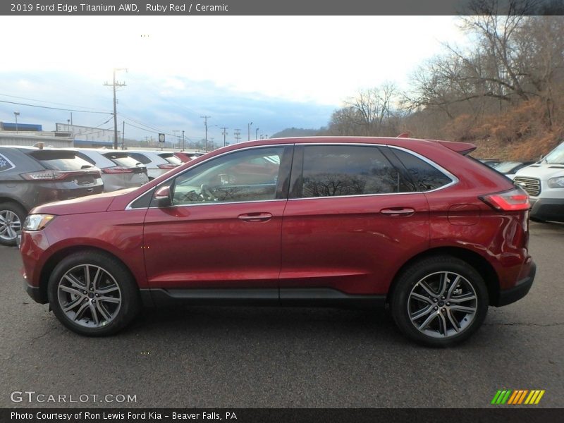 Ruby Red / Ceramic 2019 Ford Edge Titanium AWD
