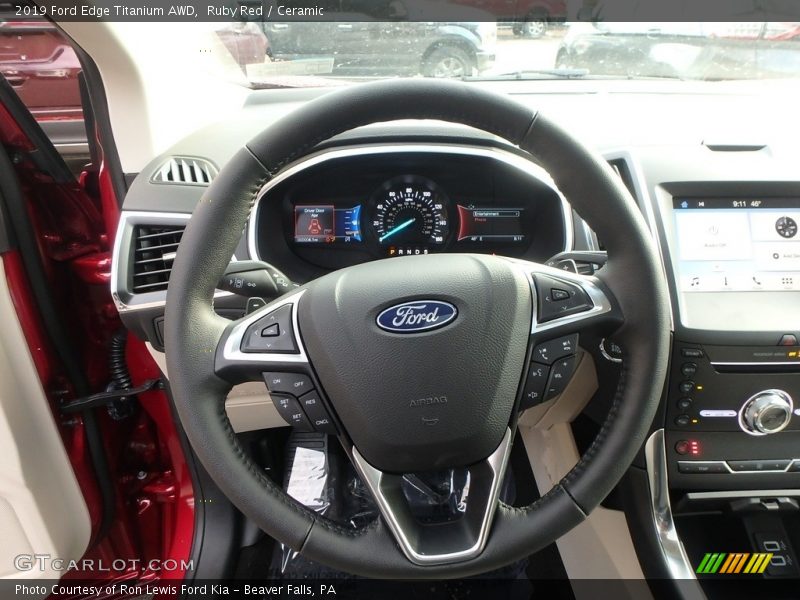 Ruby Red / Ceramic 2019 Ford Edge Titanium AWD
