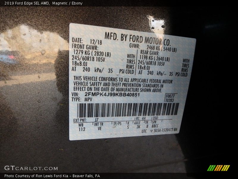 Magnetic / Ebony 2019 Ford Edge SEL AWD