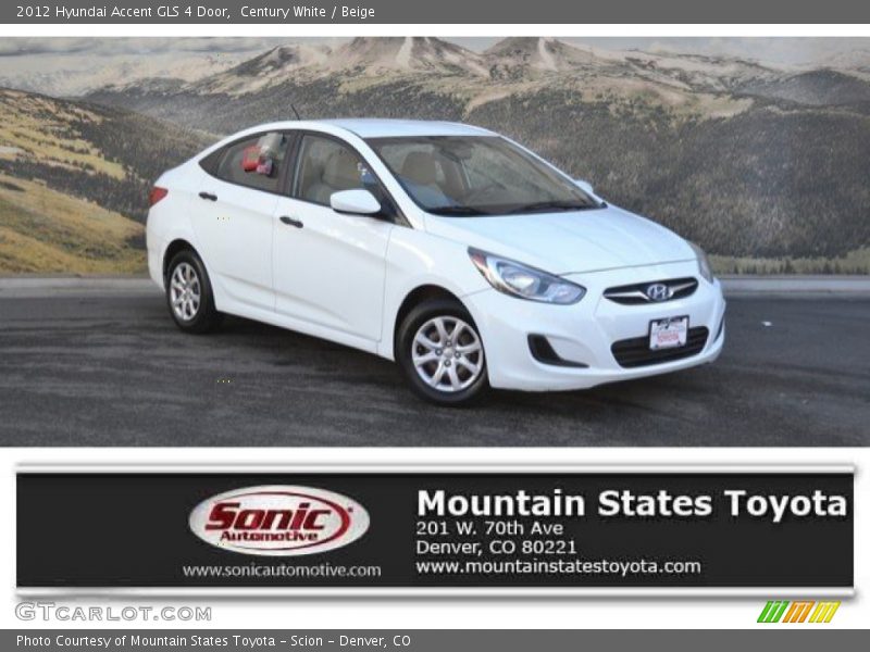 Century White / Beige 2012 Hyundai Accent GLS 4 Door