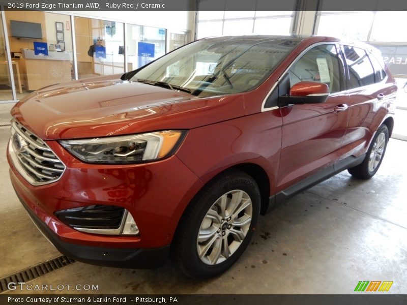 Ruby Red / Ceramic 2019 Ford Edge Titanium AWD