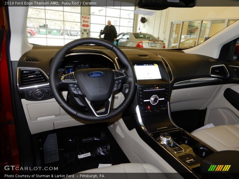 Ruby Red / Ceramic 2019 Ford Edge Titanium AWD