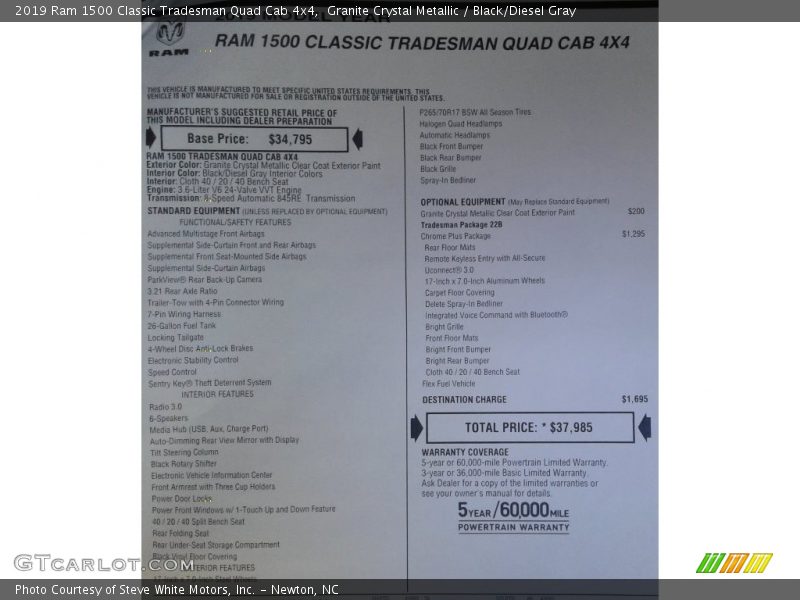 Granite Crystal Metallic / Black/Diesel Gray 2019 Ram 1500 Classic Tradesman Quad Cab 4x4
