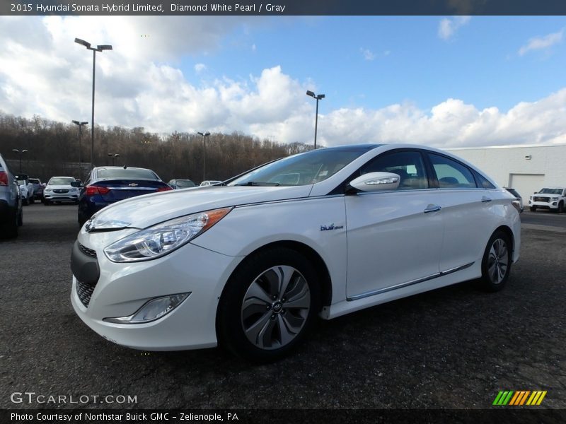 Diamond White Pearl / Gray 2015 Hyundai Sonata Hybrid Limited