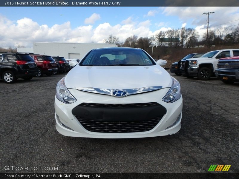 Diamond White Pearl / Gray 2015 Hyundai Sonata Hybrid Limited