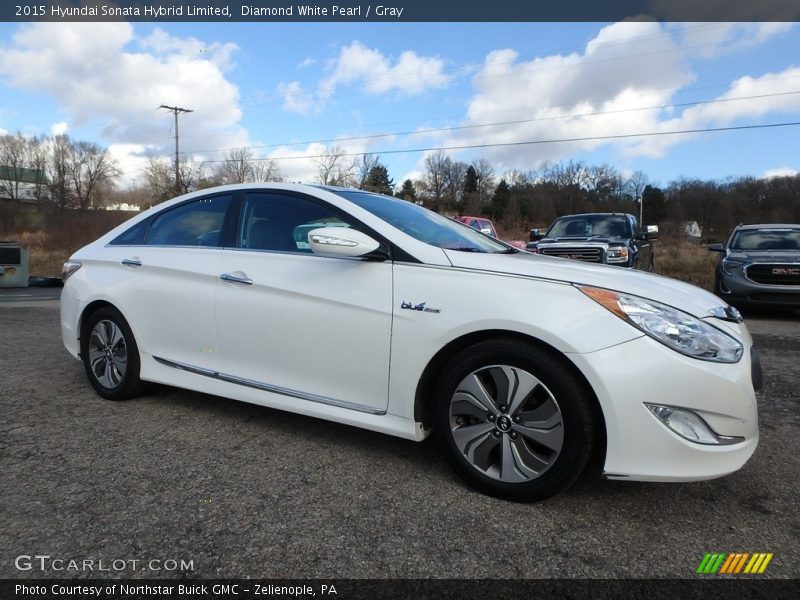 Diamond White Pearl / Gray 2015 Hyundai Sonata Hybrid Limited