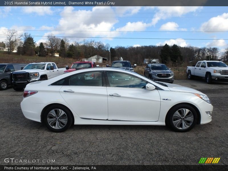Diamond White Pearl / Gray 2015 Hyundai Sonata Hybrid Limited