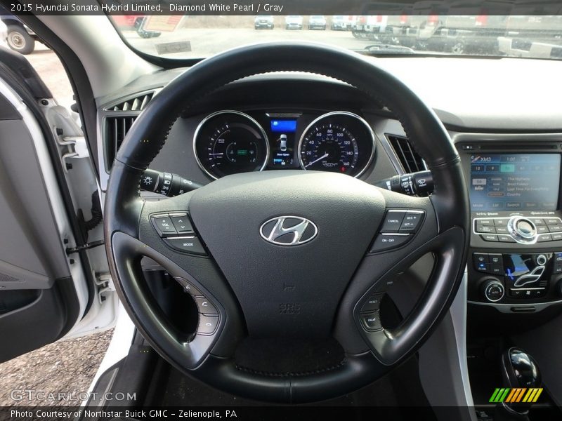 Diamond White Pearl / Gray 2015 Hyundai Sonata Hybrid Limited