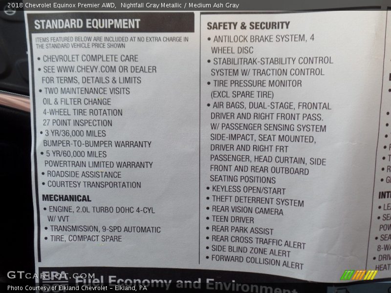 Nightfall Gray Metallic / Medium Ash Gray 2018 Chevrolet Equinox Premier AWD