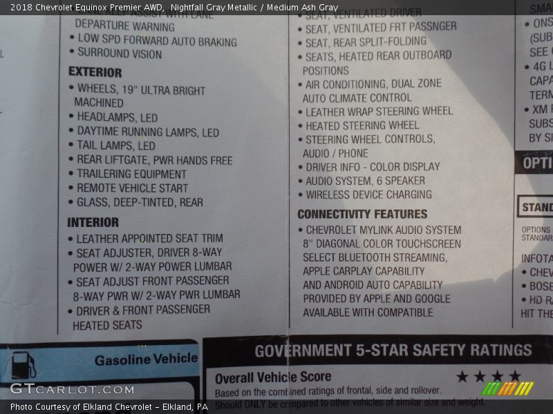 Nightfall Gray Metallic / Medium Ash Gray 2018 Chevrolet Equinox Premier AWD