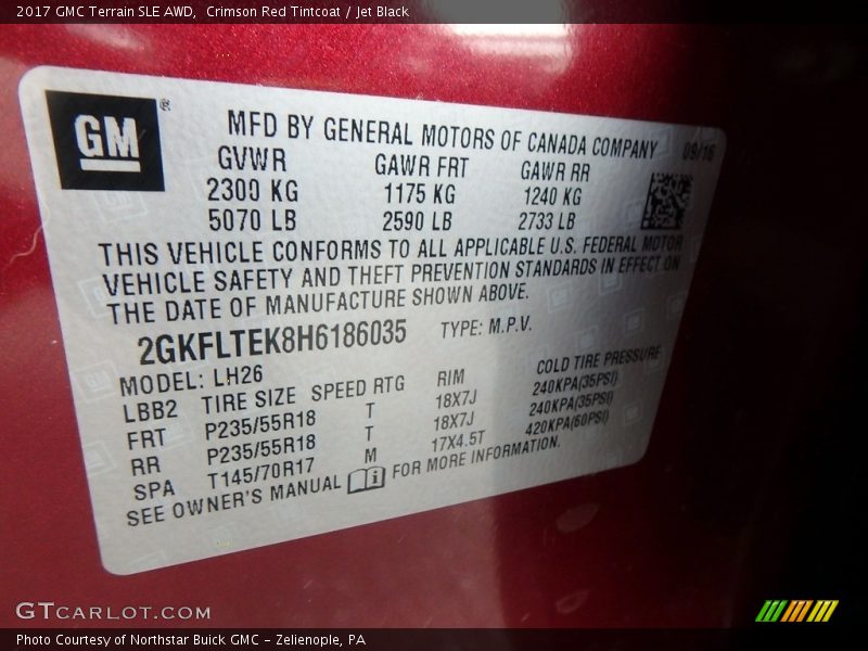 Crimson Red Tintcoat / Jet Black 2017 GMC Terrain SLE AWD