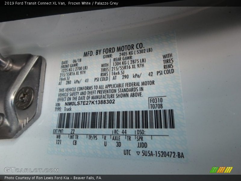 Frozen White / Palazzo Grey 2019 Ford Transit Connect XL Van