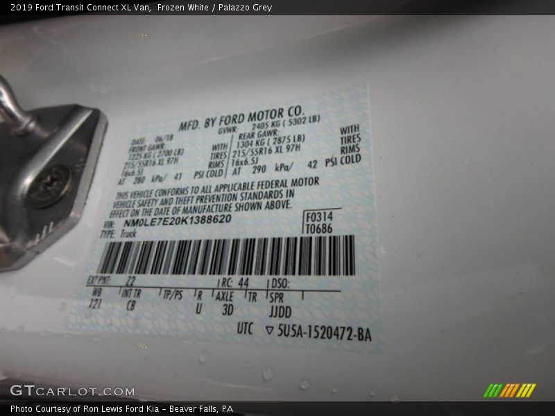 Frozen White / Palazzo Grey 2019 Ford Transit Connect XL Van