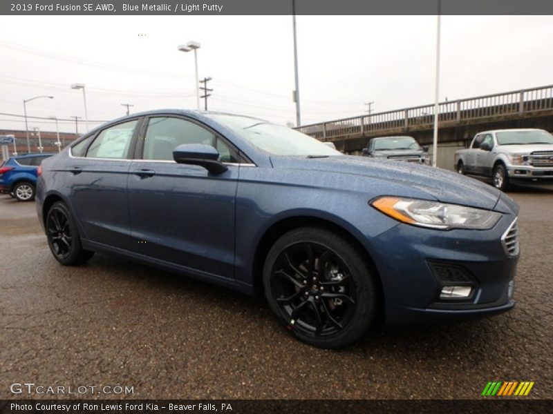 Blue Metallic / Light Putty 2019 Ford Fusion SE AWD