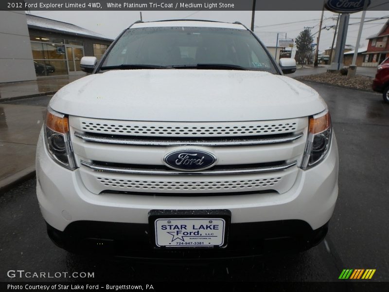 White Platinum Tri-Coat / Medium Light Stone 2012 Ford Explorer Limited 4WD
