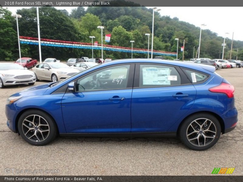 Lightning Blue / Charcoal Black 2018 Ford Focus SEL Hatch