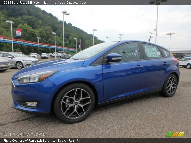 Lightning Blue / Charcoal Black 2018 Ford Focus SEL Hatch