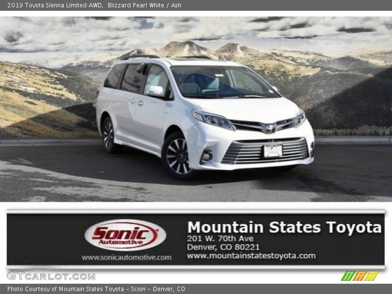 Blizzard Pearl White / Ash 2019 Toyota Sienna Limited AWD