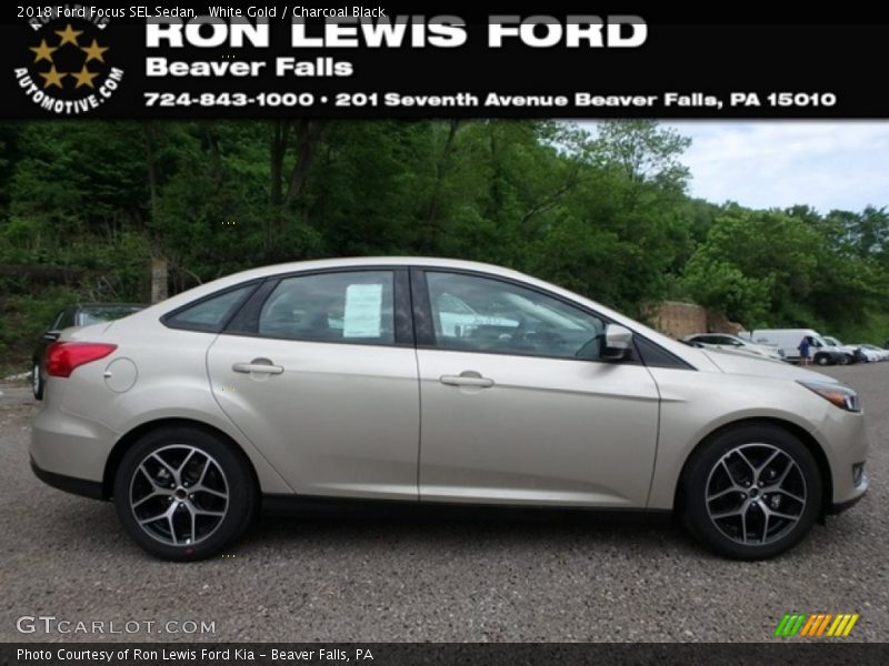 White Gold / Charcoal Black 2018 Ford Focus SEL Sedan