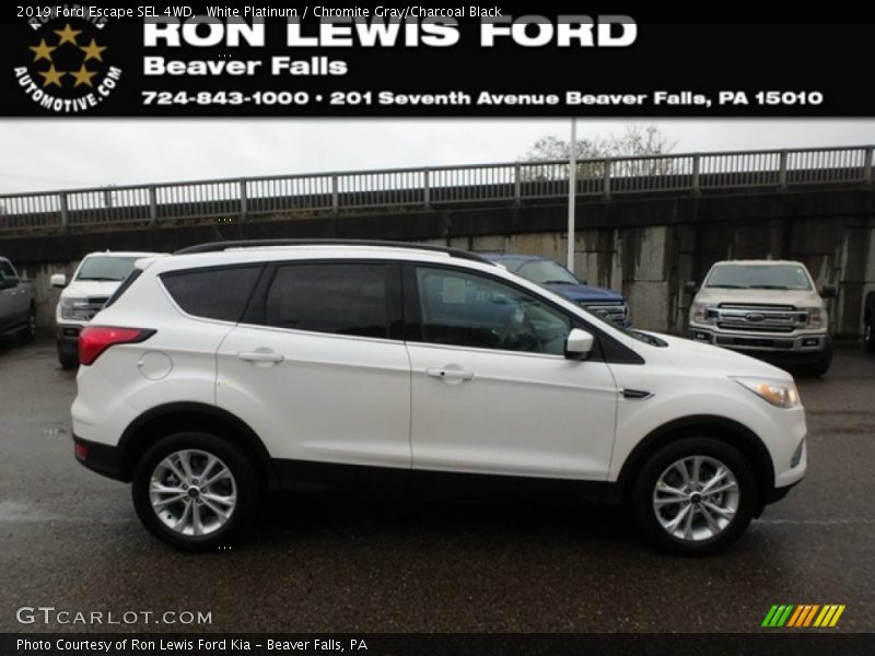 White Platinum / Chromite Gray/Charcoal Black 2019 Ford Escape SEL 4WD