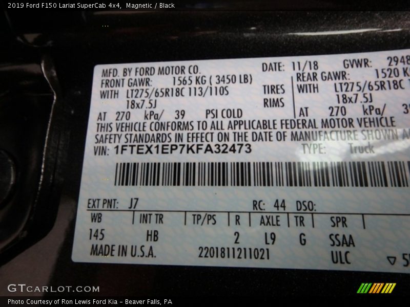 Magnetic / Black 2019 Ford F150 Lariat SuperCab 4x4