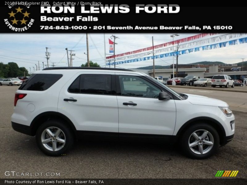 Oxford White / Ebony Black 2018 Ford Explorer FWD