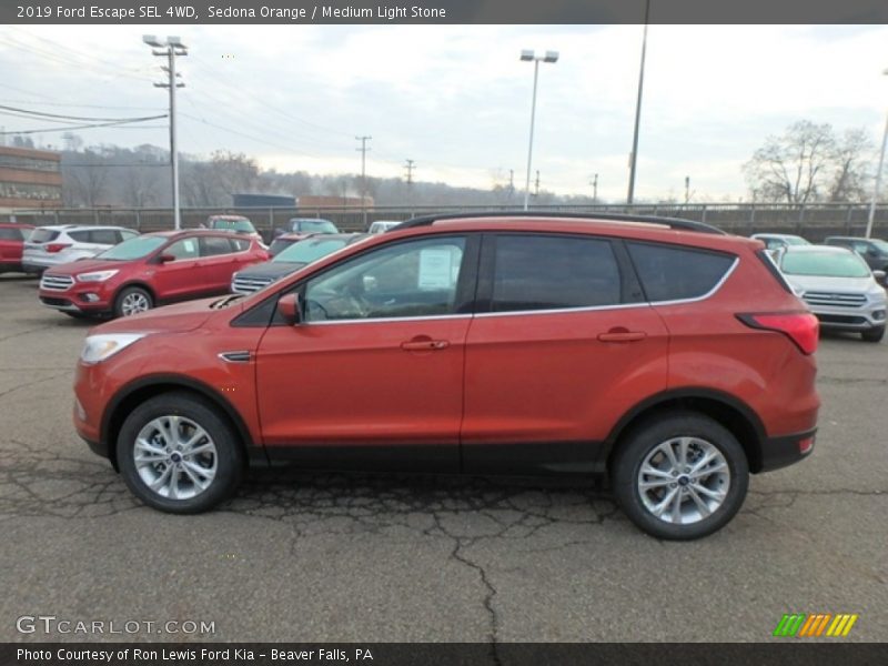 Sedona Orange / Medium Light Stone 2019 Ford Escape SEL 4WD