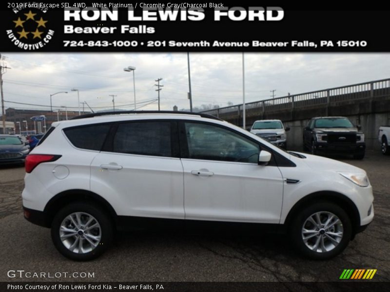 White Platinum / Chromite Gray/Charcoal Black 2019 Ford Escape SEL 4WD