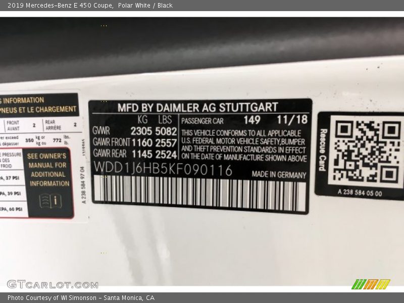Polar White / Black 2019 Mercedes-Benz E 450 Coupe