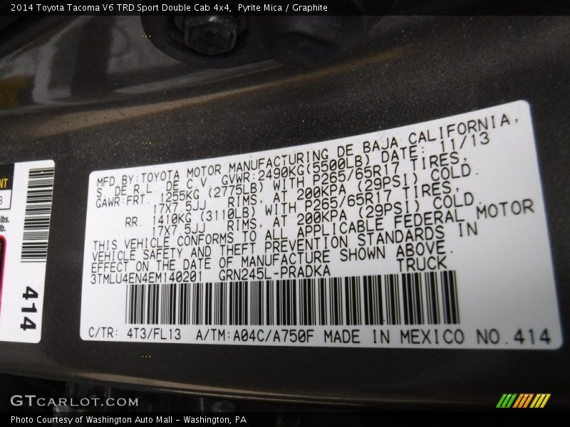Pyrite Mica / Graphite 2014 Toyota Tacoma V6 TRD Sport Double Cab 4x4