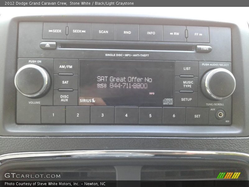 Stone White / Black/Light Graystone 2012 Dodge Grand Caravan Crew