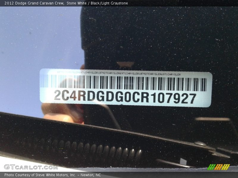 Stone White / Black/Light Graystone 2012 Dodge Grand Caravan Crew