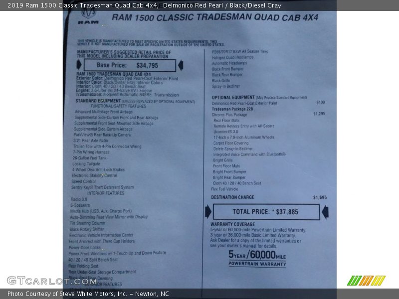 Delmonico Red Pearl / Black/Diesel Gray 2019 Ram 1500 Classic Tradesman Quad Cab 4x4