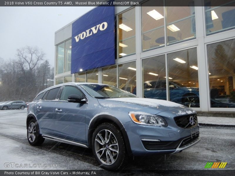 Mussel Blue Metallic / Blond/Off Black 2018 Volvo V60 Cross Country T5 AWD
