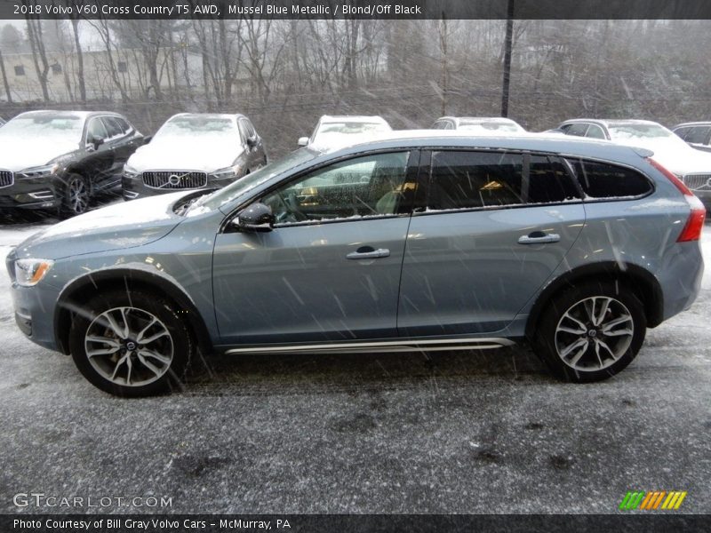 Mussel Blue Metallic / Blond/Off Black 2018 Volvo V60 Cross Country T5 AWD