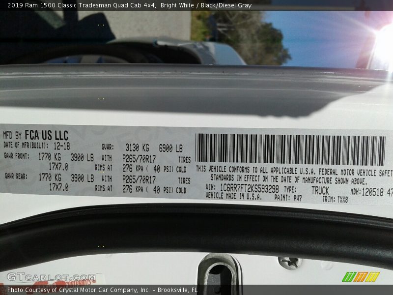 Bright White / Black/Diesel Gray 2019 Ram 1500 Classic Tradesman Quad Cab 4x4