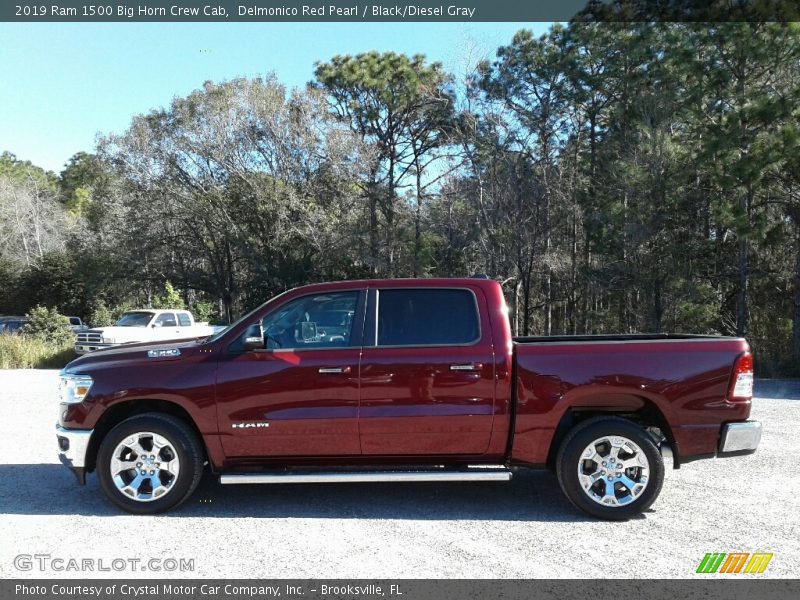 Delmonico Red Pearl / Black/Diesel Gray 2019 Ram 1500 Big Horn Crew Cab